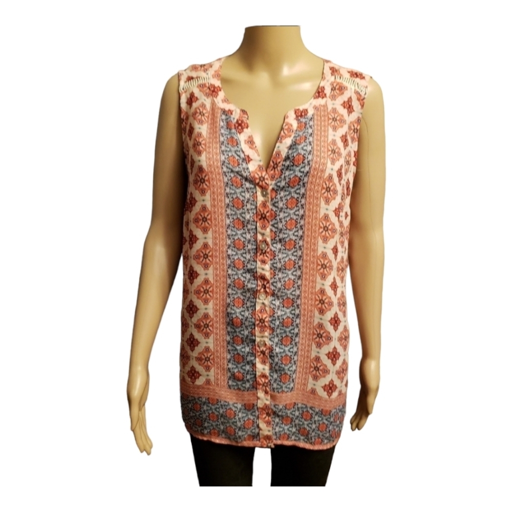 Boho Sleeveless Blouse Size L - Picture 1 of 11